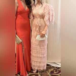 Lace gown, light pink